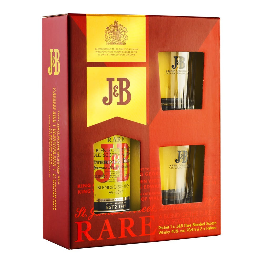 floating mash Refinement Pachet cadou Whisky J&B Rare, 40% alcool 0.7L + 2 pahare - Auchan online